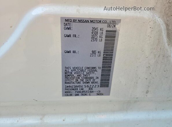 1N4AZ1BV0SC562223 2025 NISSAN LEAF White Widok komory silnika
