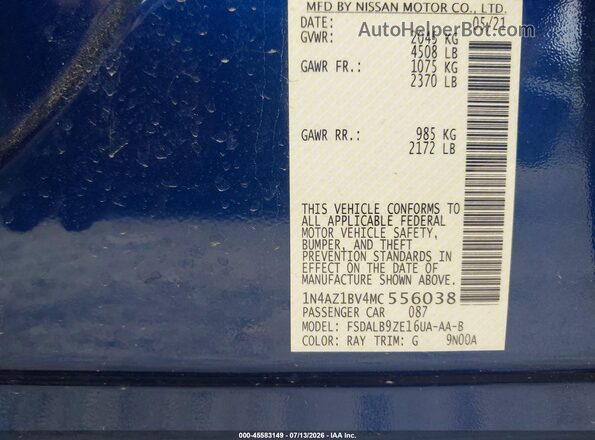1N4AZ1BV4MC556038 2021 NISSAN LEAF Blue Вид підкапотного простору