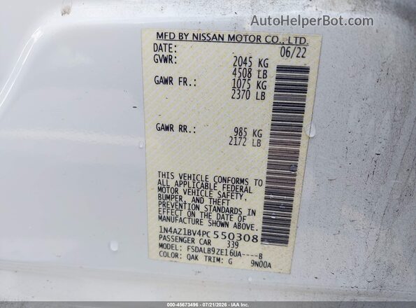1N4AZ1BV4PC550308 2023 NISSAN LEAF White Вид підкапотного простору