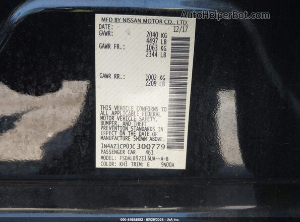 1N4AZ1CP0JC300779 2018 NISSAN LEAF Black Vista del compartimento del motor