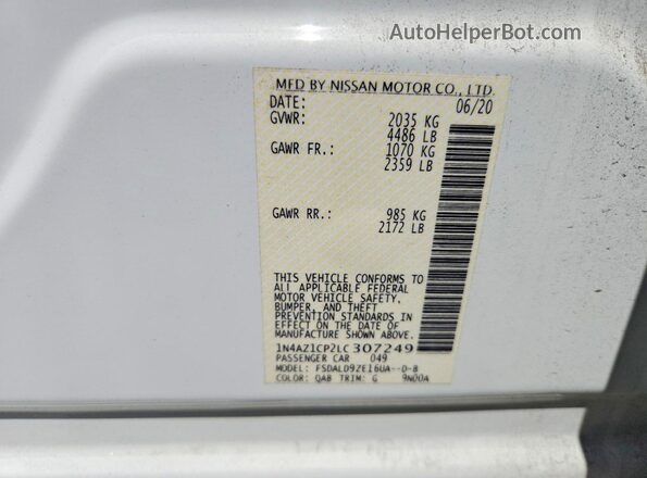 1N4AZ1CP2LC307249 2020 NISSAN LEAF White Widok komory silnika