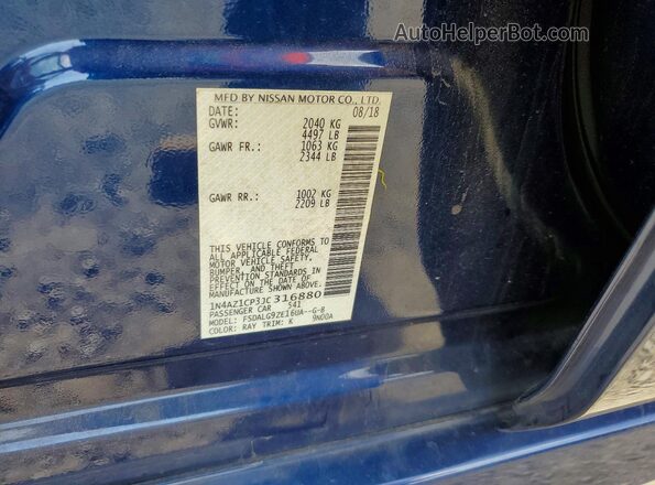 1N4AZ1CP3JC316880 2018 NISSAN LEAF Blue Vista del compartimento del motor