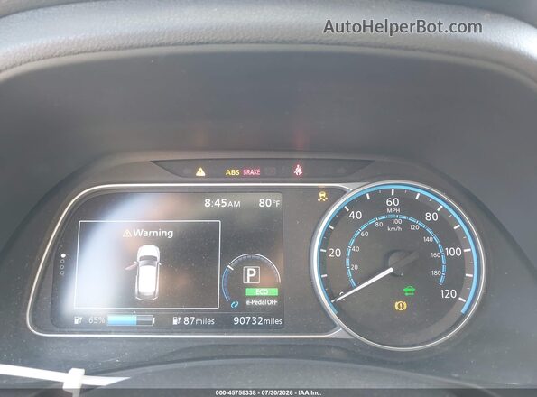 1N4AZ1CP3KC303337 2019 NISSAN LEAF White უკანა სავარძლების ხედი