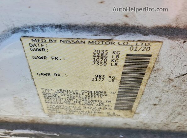 1N4AZ1CP3LC302495 2020 NISSAN LEAF White Շարժիչի բաժամունքի տեսք