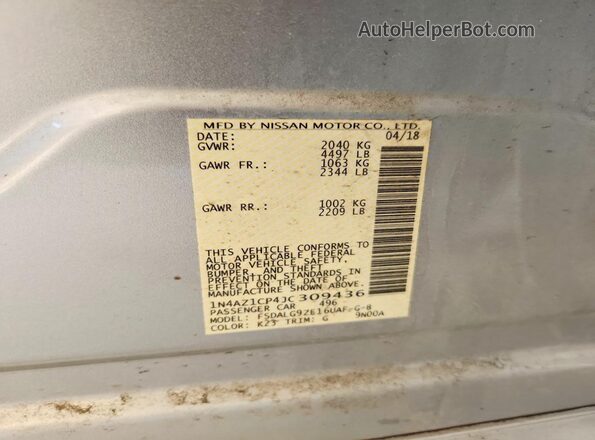 1N4AZ1CP4JC309436 2018 NISSAN LEAF Silver ძრავის განყოფილების ხედი