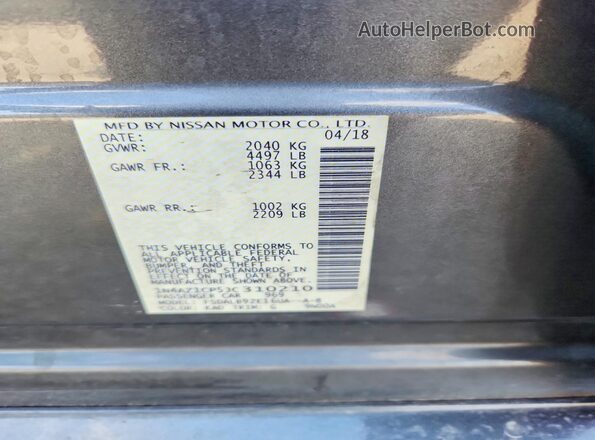 1N4AZ1CP5JC310210 2018 NISSAN LEAF Gray ძრავის განყოფილების ხედი
