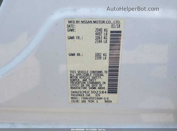 1N4AZ1CP6JC302584 2018 NISSAN LEAF Белый Вид подкапотного пространства