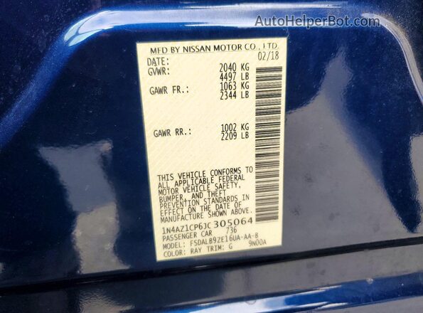 1N4AZ1CP6JC305064 2018 NISSAN LEAF Blue ძრავის განყოფილების ხედი