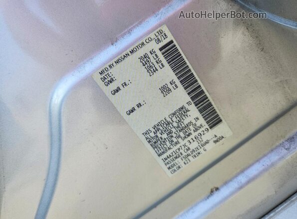 1N4AZ1CP7JC316929 2018 NISSAN LEAF Silver VIN sticker view
