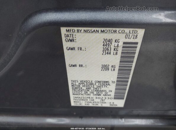 1N4AZ1CP8JC302330 2018 NISSAN LEAF Gray ძრავის განყოფილების ხედი