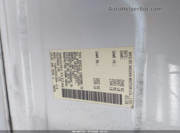 1N4AZ1CP8JC313246 2018 NISSAN LEAF White Engine compartment view