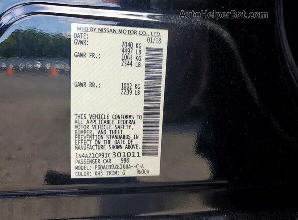 1N4AZ1CP9JC301011 2018 NISSAN LEAF Black Widok komory silnika