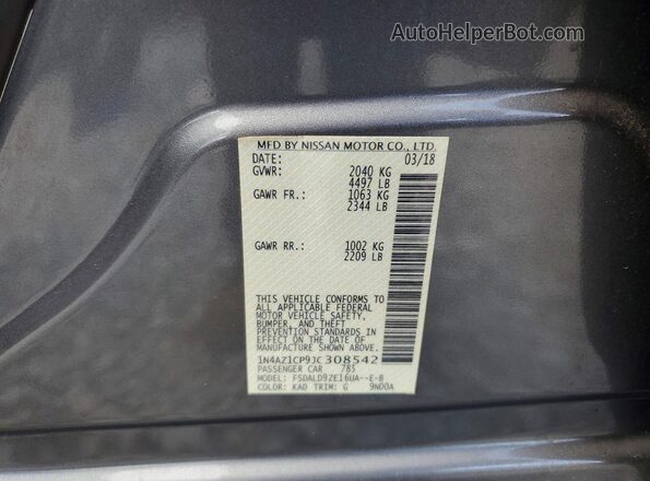 1N4AZ1CP9JC308542 2018 NISSAN LEAF Gray Вид підкапотного простору