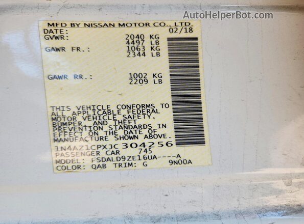 1N4AZ1CPXJC304256 2018 NISSAN LEAF White Engine compartment view