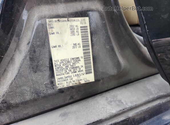 1N4BL3AP0GC188577 2016 NISSAN ALTIMA Black Вид підкапотного простору