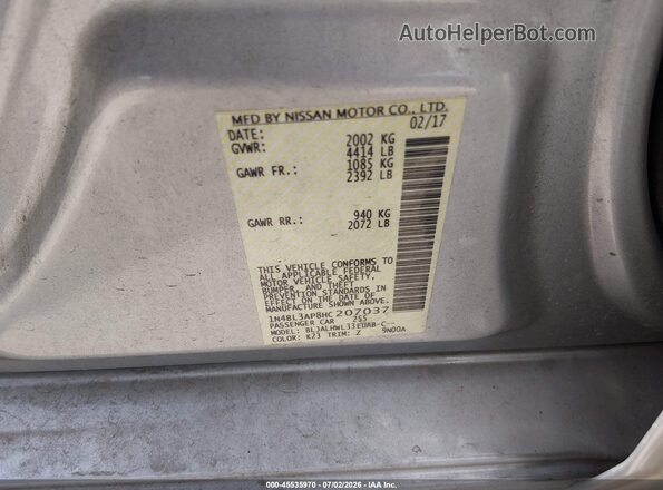 1N4BL3AP8HC207037 2017 NISSAN ALTIMA Silver Вид підкапотного простору