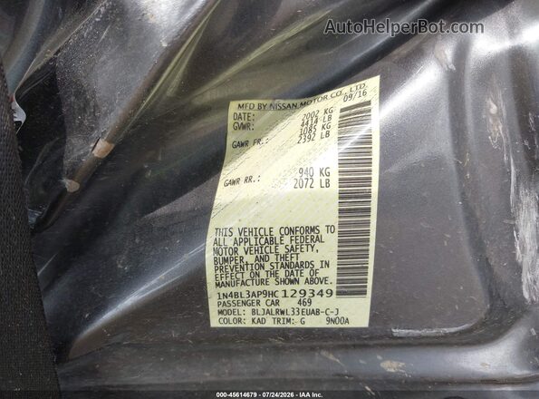1N4BL3AP9HC129349 2017 NISSAN ALTIMA Gray Engine compartment view