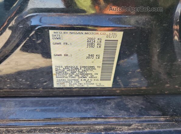 1N4BL3AP9HC182536 2017 NISSAN ALTIMA Black Widok komory silnika