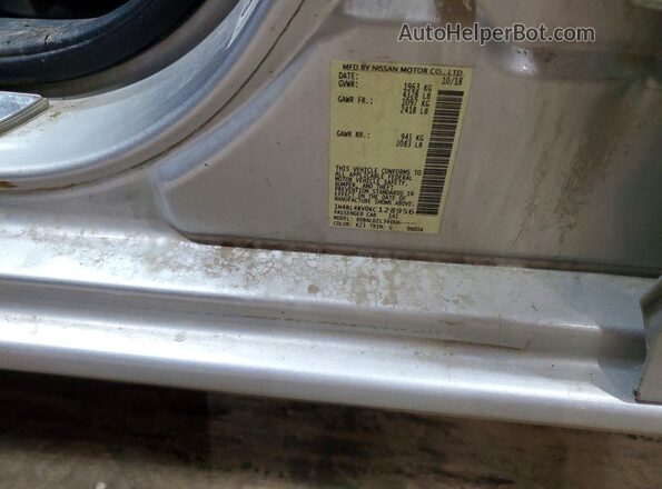 1N4BL4BV0KC128956 2019 NISSAN ALTIMA Silver VIN კოდის სტიკერის ხედი