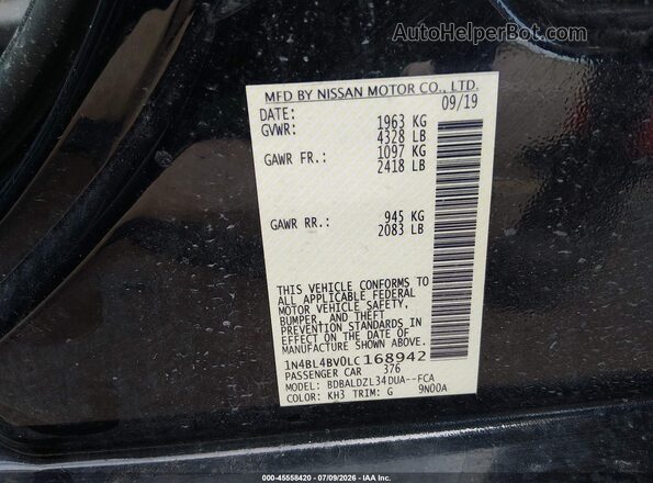 1N4BL4BV0LC168942 2020 NISSAN ALTIMA Black Շարժիչի բաժամունքի տեսք