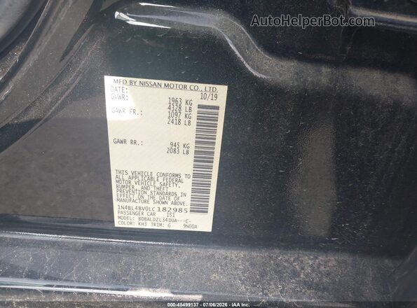 1N4BL4BV0LC182985 2020 NISSAN ALTIMA Black Widok komory silnika