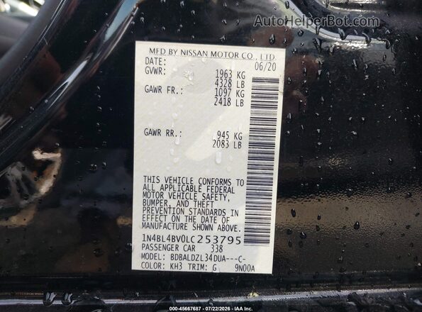 1N4BL4BV0LC253795 2020 NISSAN ALTIMA Black Widok komory silnika