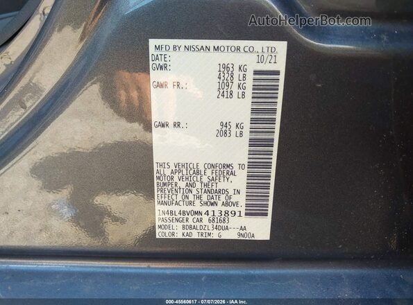 1N4BL4BV0MN413891 2021 NISSAN ALTIMA Gray Engine compartment view