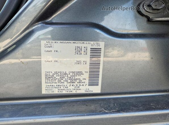 1N4BL4BV1LC263347 2020 NISSAN ALTIMA Gray Вид підкапотного простору