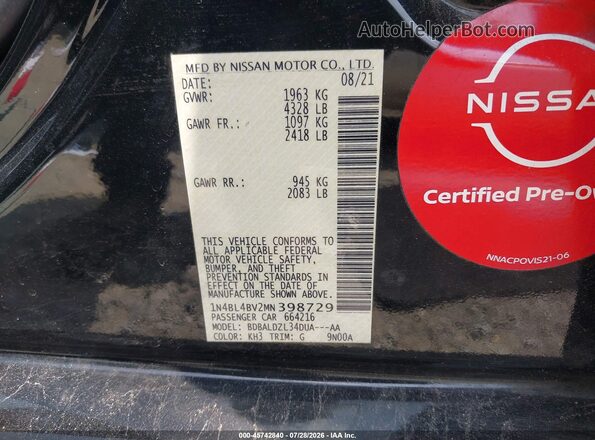 1N4BL4BV2MN398729 2021 NISSAN ALTIMA Black Շարժիչի բաժամունքի տեսք