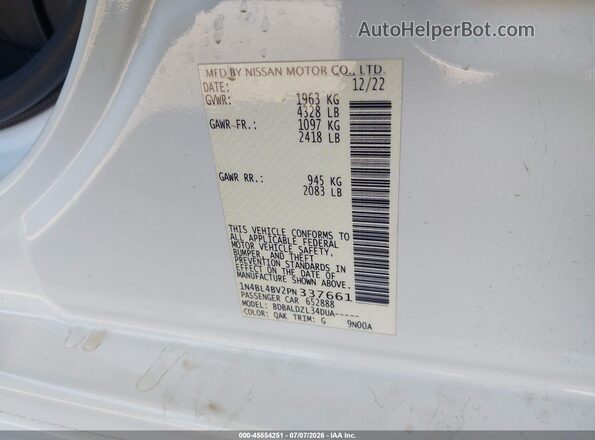 1N4BL4BV2PN337661 2023 NISSAN ALTIMA White Widok komory silnika