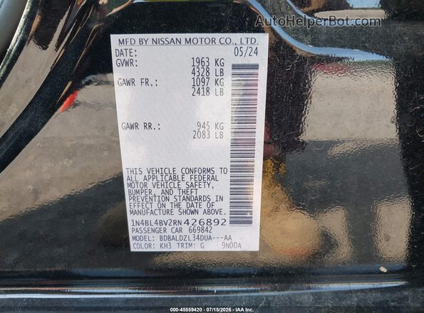 1N4BL4BV2RN426892 2024 NISSAN ALTIMA Black Vista del compartimento del motor