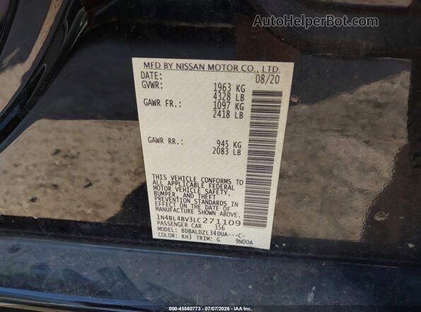 1N4BL4BV3LC271109 2020 NISSAN ALTIMA Black Вид підкапотного простору