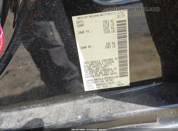 1N4BL4BV3LN308020 2020 NISSAN ALTIMA Черный Вид подкапотного пространства
