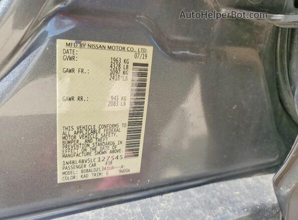 1N4BL4BV5LC127545 2020 NISSAN ALTIMA Серый Вид наклейки с VIN-кодом