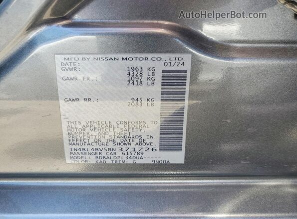 1N4BL4BV5RN371726 2024 NISSAN ALTIMA Gray Vista del compartimento del motor