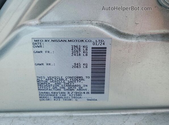 1N4BL4BV5RN379048 2024 NISSAN ALTIMA Silver Vista del compartimento del motor