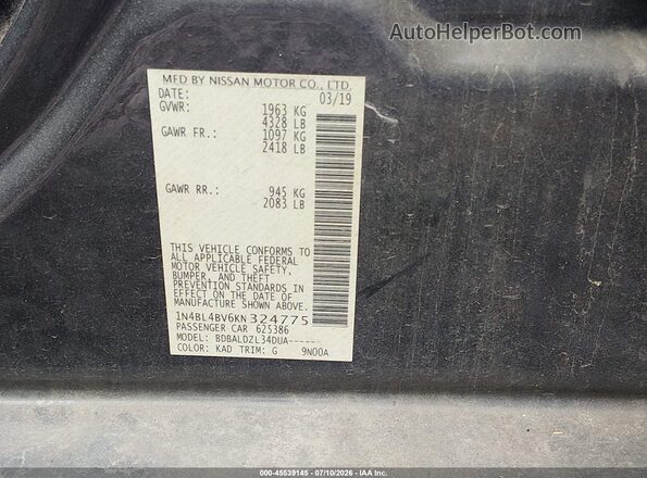 1N4BL4BV6KN324775 2019 NISSAN ALTIMA Gray Engine compartment view