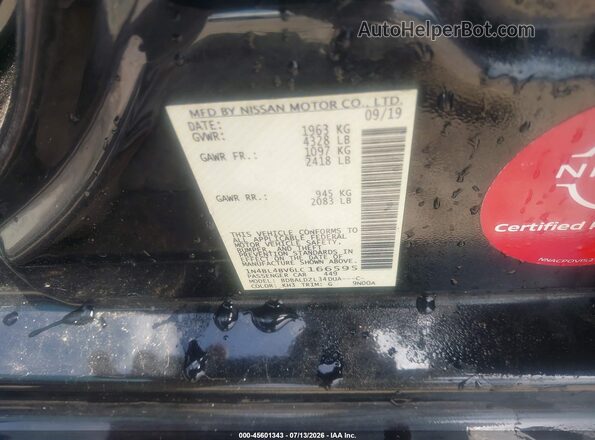 1N4BL4BV6LC166595 2020 NISSAN ALTIMA Black Շարժիչի բաժամունքի տեսք