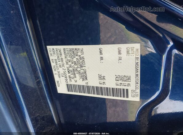 1N4BL4BV7KC250990 2019 NISSAN ALTIMA Blue Շարժիչի բաժամունքի տեսք