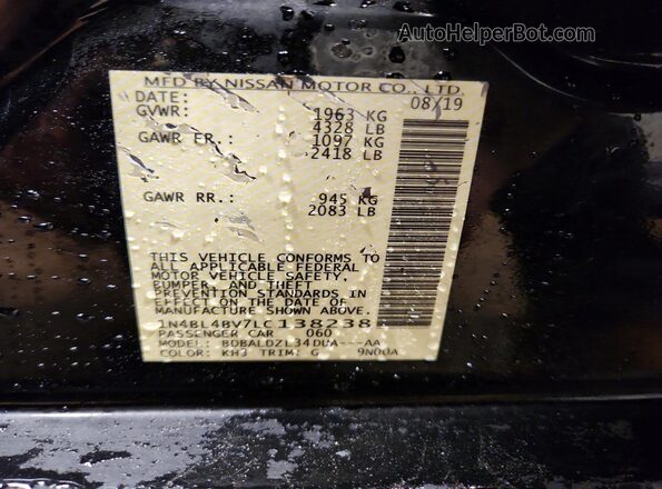 1N4BL4BV7LC138238 2020 NISSAN ALTIMA Black ძრავის განყოფილების ხედი
