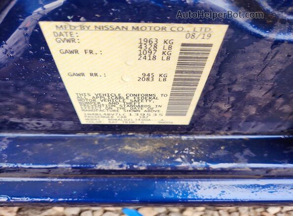 1N4BL4BV7LC139535 2020 NISSAN ALTIMA Blue Engine compartment view