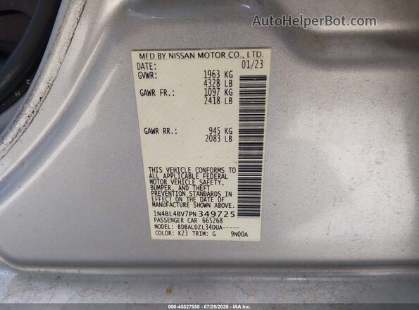 1N4BL4BV7PN349725 2023 NISSAN ALTIMA Silver Widok komory silnika