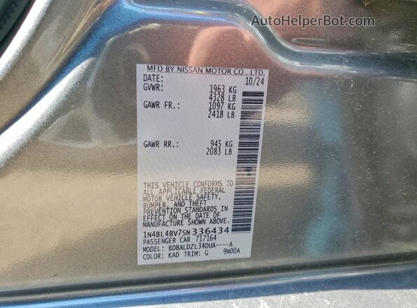 1N4BL4BV7SN336434 2025 NISSAN ALTIMA Gray ძრავის განყოფილების ხედი