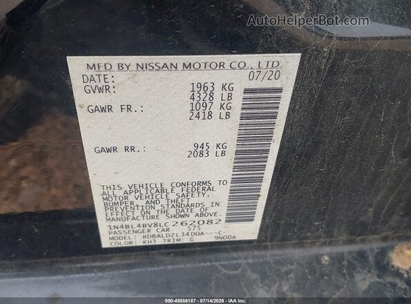 1N4BL4BV8LC262082 2020 NISSAN ALTIMA Black Engine compartment view