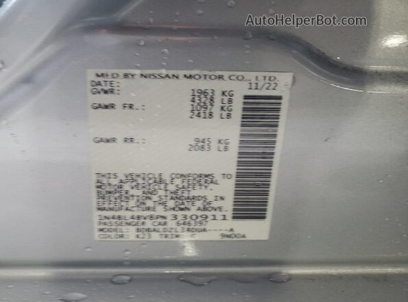 1N4BL4BV8PN330911 2023 NISSAN ALTIMA Silver Вид підкапотного простору