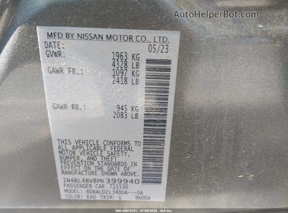 1N4BL4BV8PN399940 2023 NISSAN ALTIMA Gray Engine compartment view