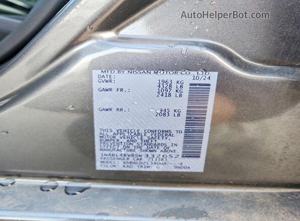 1N4BL4BV8SN332652 2025 NISSAN ALTIMA Gray ძრავის განყოფილების ხედი