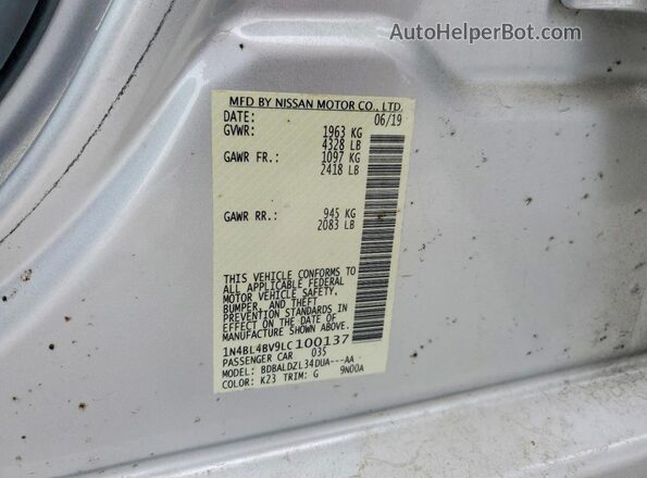 1N4BL4BV9LC100137 2020 NISSAN ALTIMA Silver VIN sticker view