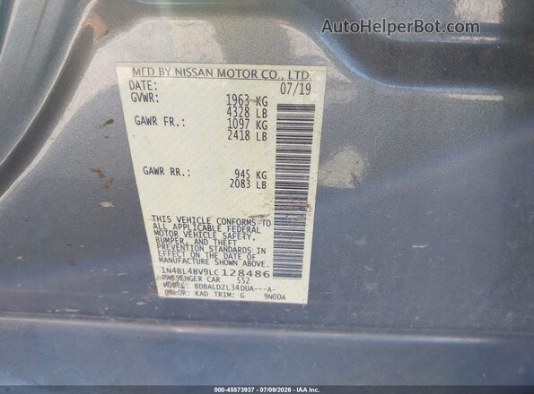 1N4BL4BV9LC128486 2020 NISSAN ALTIMA Gray Engine compartment view
