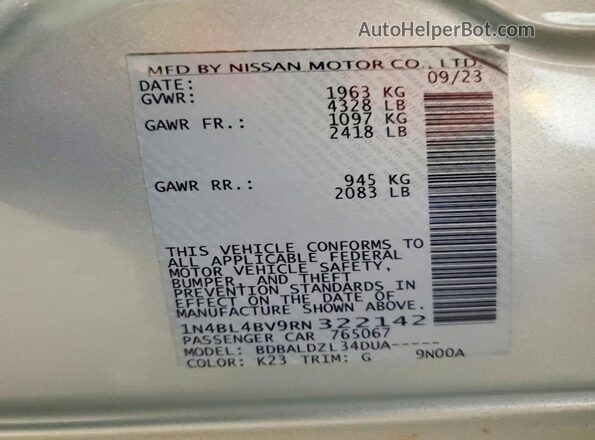 1N4BL4BV9RN322142 2024 NISSAN ALTIMA Silver Շարժիչի բաժամունքի տեսք